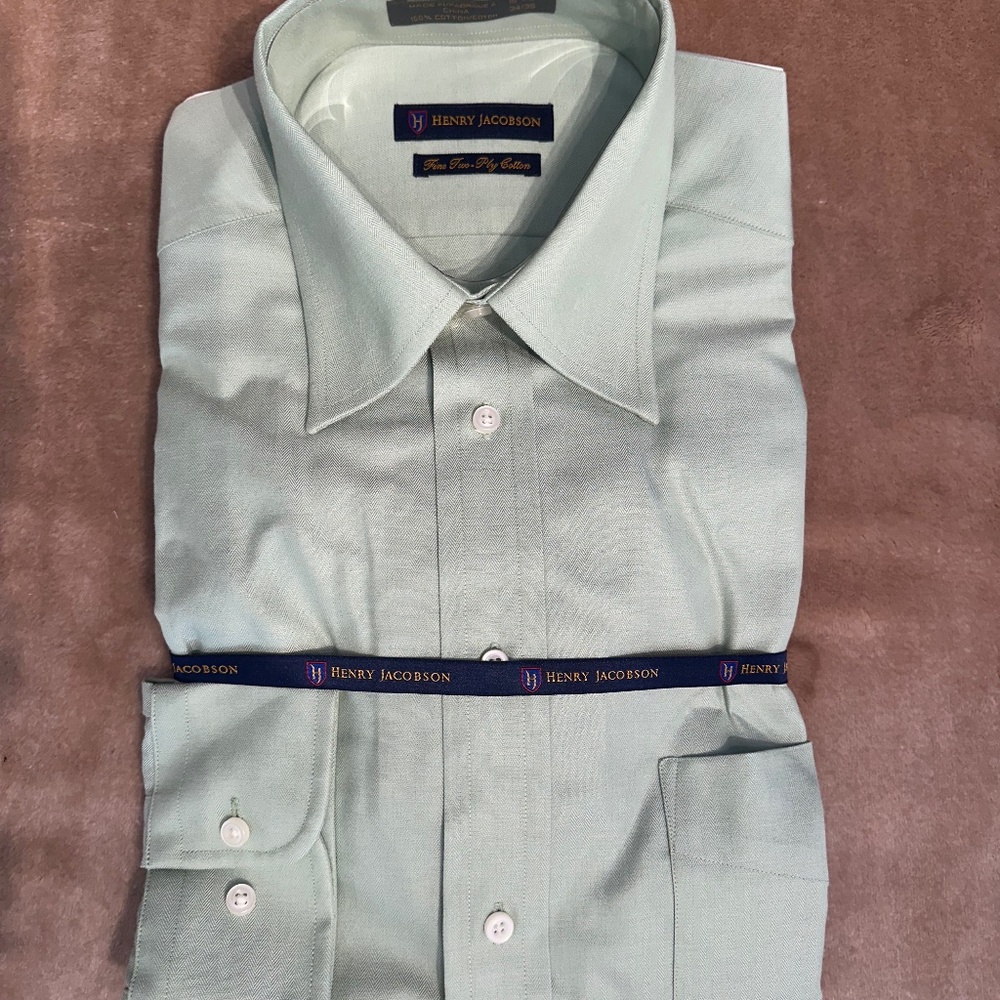 New Henry Jacobson dress shirt, 15 1/2” neck, 34/35" sleeve, barrel cuffs